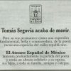 Fallece el poeta de las dos orillas: Tomás Segovia