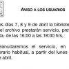 Servicio parcial en la biblioteca y el archivo del 7 al 9 de abril de 2015