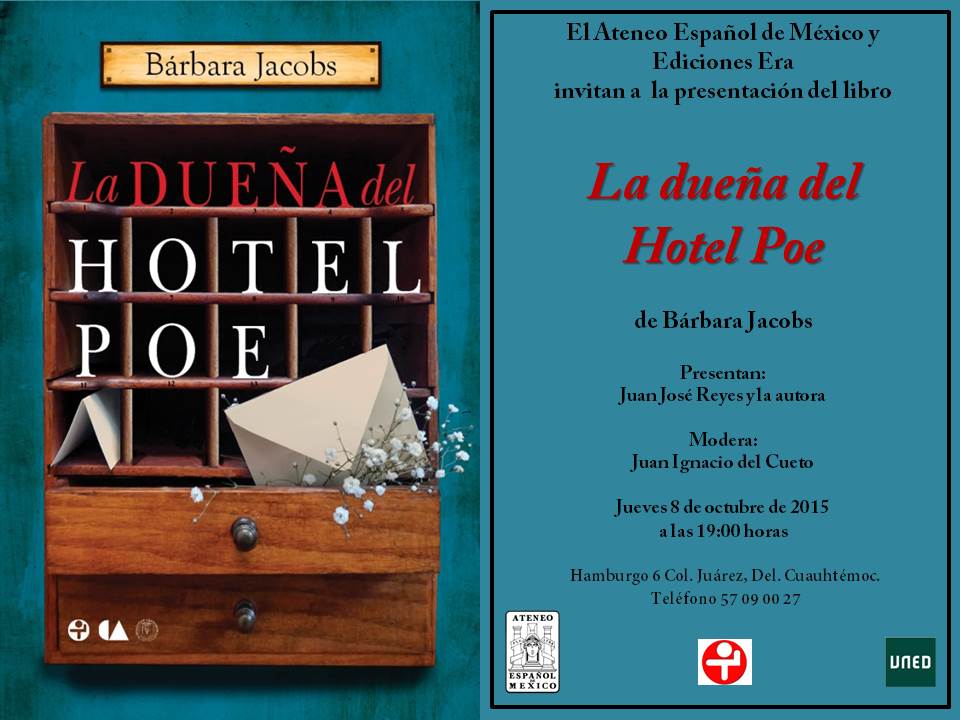 Invitación La dueña del Hotel Poe Bárbara Jacobs 8 de octubre
