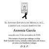 Lamentamos el fallecimiento de Antonia García