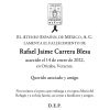 Lamentamos el fallecimiento de Rafael Jaime Carrera Blesa