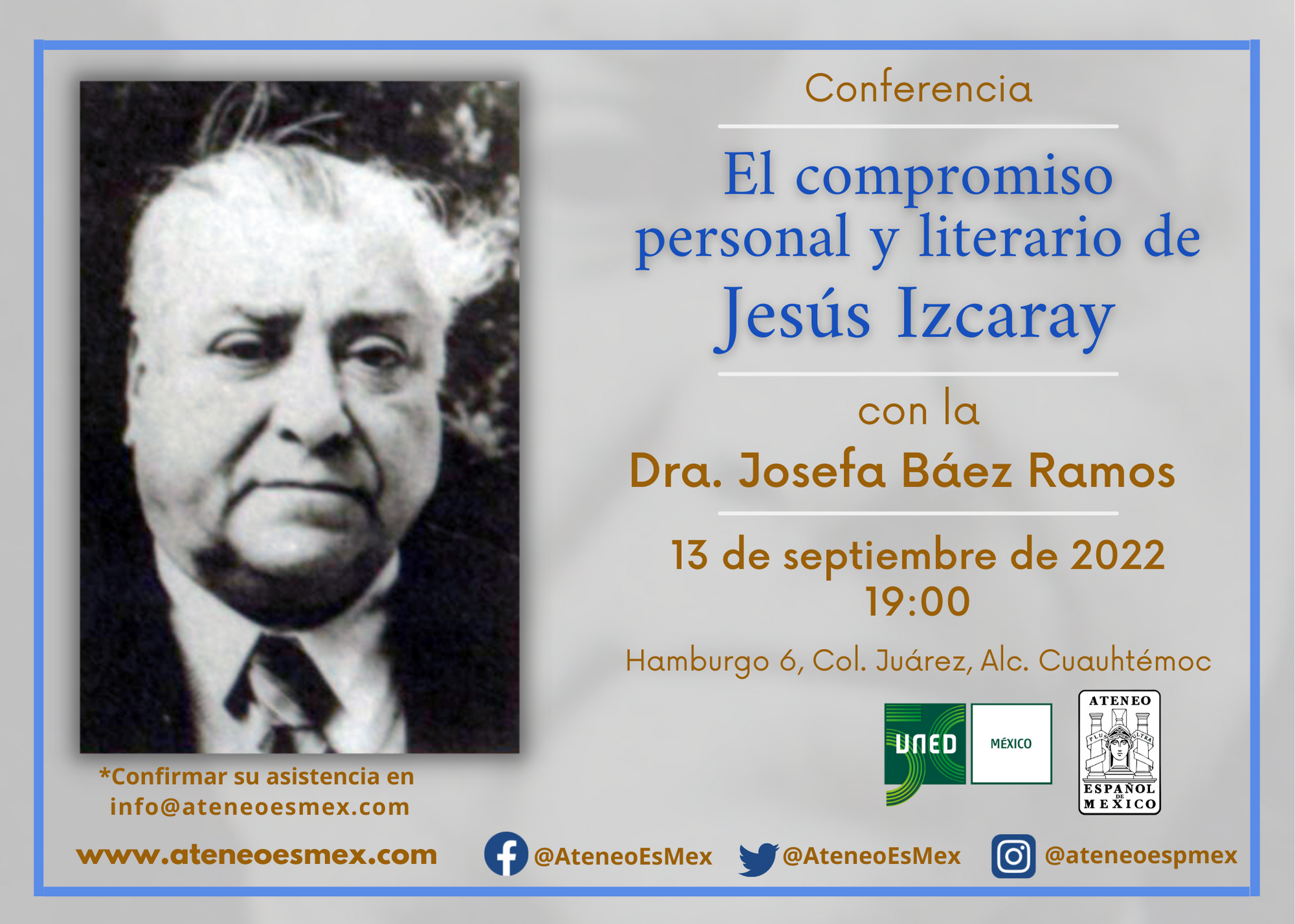 Conferencia. "El compromiso personal y literario de Jesús Izcaray". Imparte: Dra. Josefa Báez Ramos