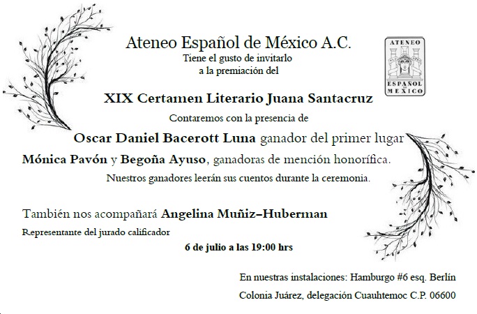 Premiación del Certamen Literario Juana Santacruz