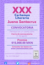 Cierre de convocatoria del XXX Certamen Literario Juana Santacruz